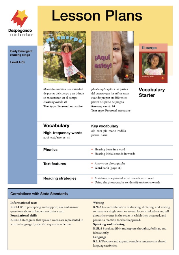 Mi cuerpo / ¡Aquí estoy! Lesson Plan