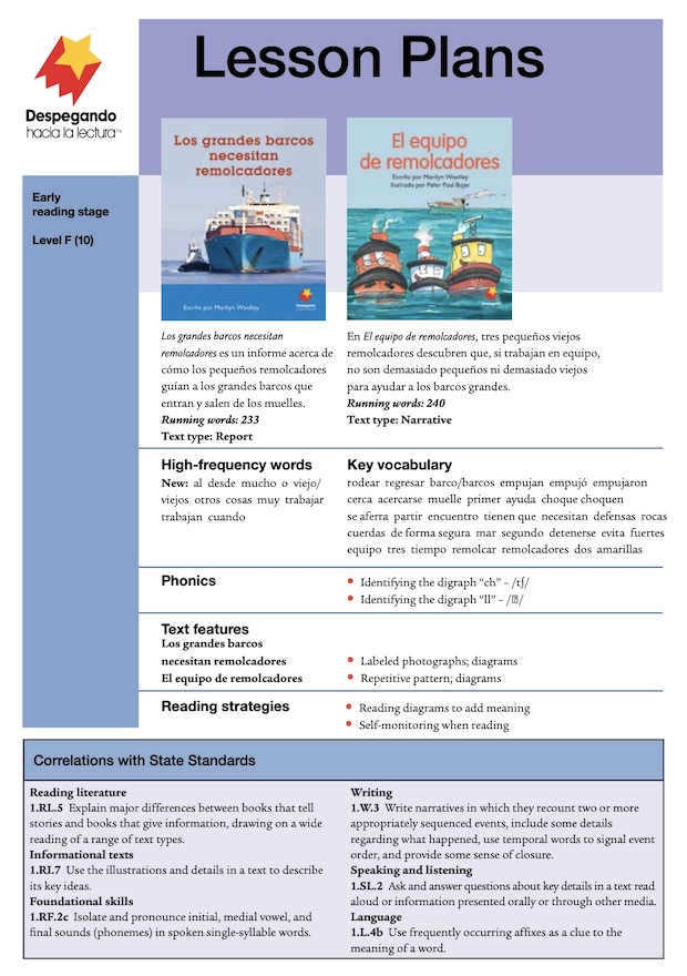 Los grandes barcos necesitan remolcadores / El equipo de remolcadores Lesson Plan