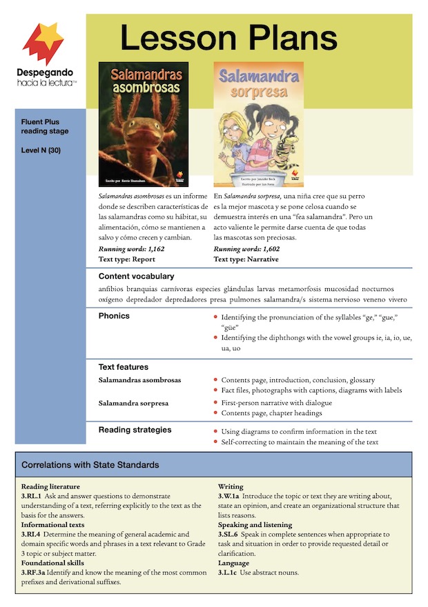 Salamandras asombrosas / Salamandra sorpresa Lesson Plan